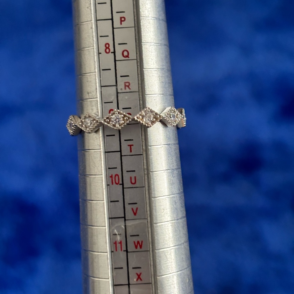 Silver Three-Stone Ring with Dainty Design